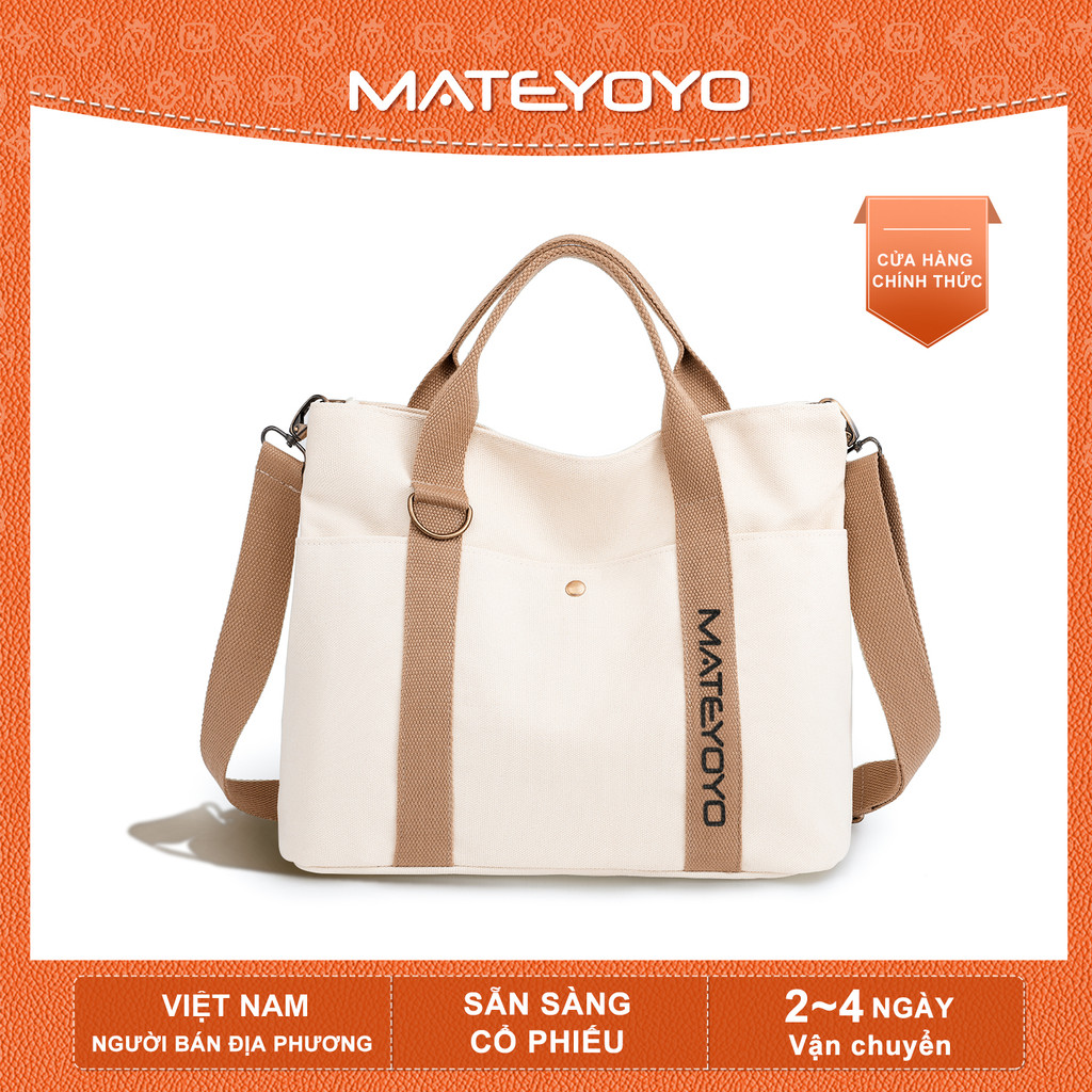 Túi xách MATEYOYO vải canvas có khóa kéo thời trang cao cấp cho nữ