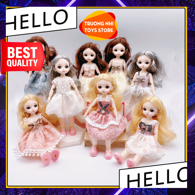 Búp bê công chúa 3D cao 30cm có khớp linh hoạt, búp bê barbie
