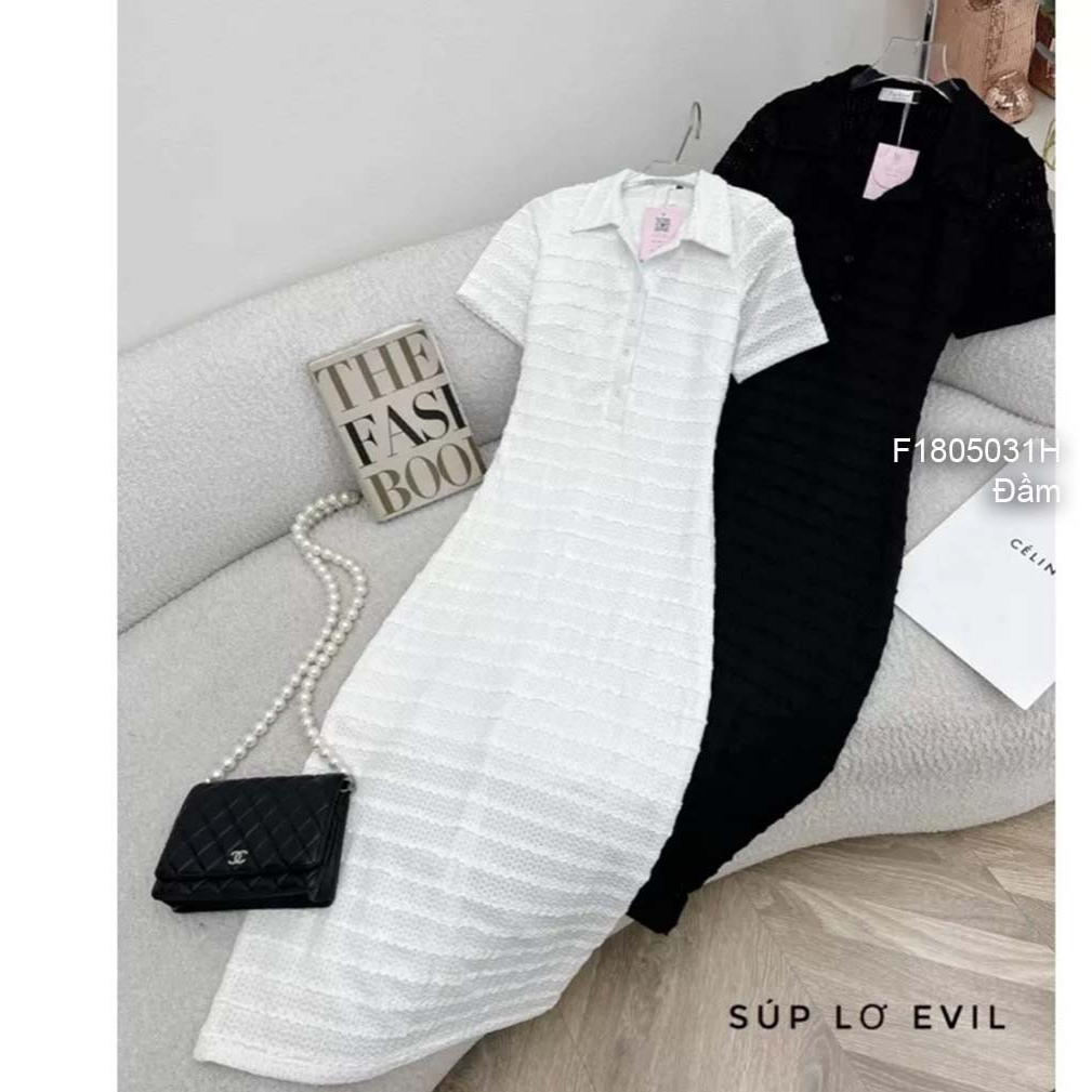 Đầm body dáng dài cổ bẻ tay con