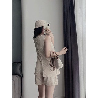 Bộ Đũi be áo Ba lỗ khuy bọc