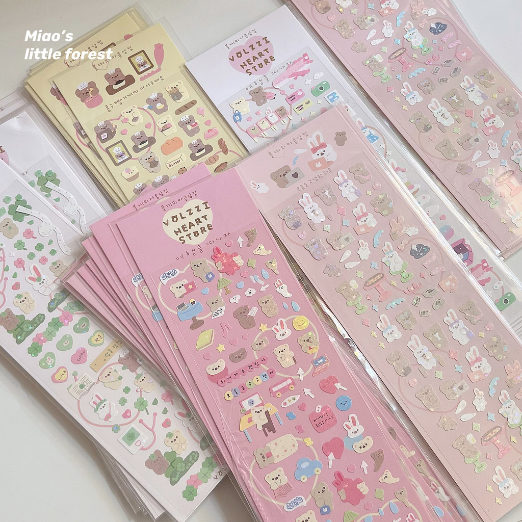 Sticker gấu thỏ mini decor toploader, sổ tay - Miao's Little Forest