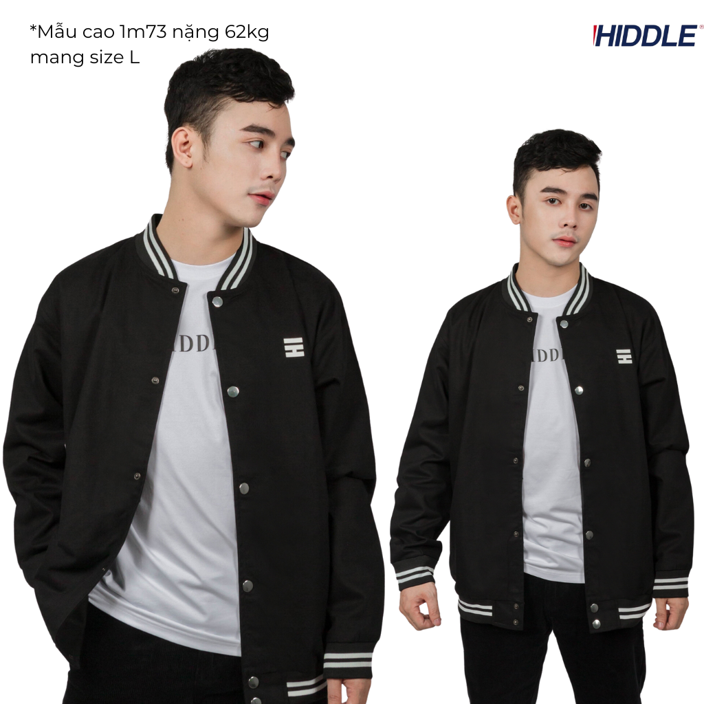 Áo khoác nam varsity kaki đen 2 lớp chính hãng HIDDLE | H04-AK2