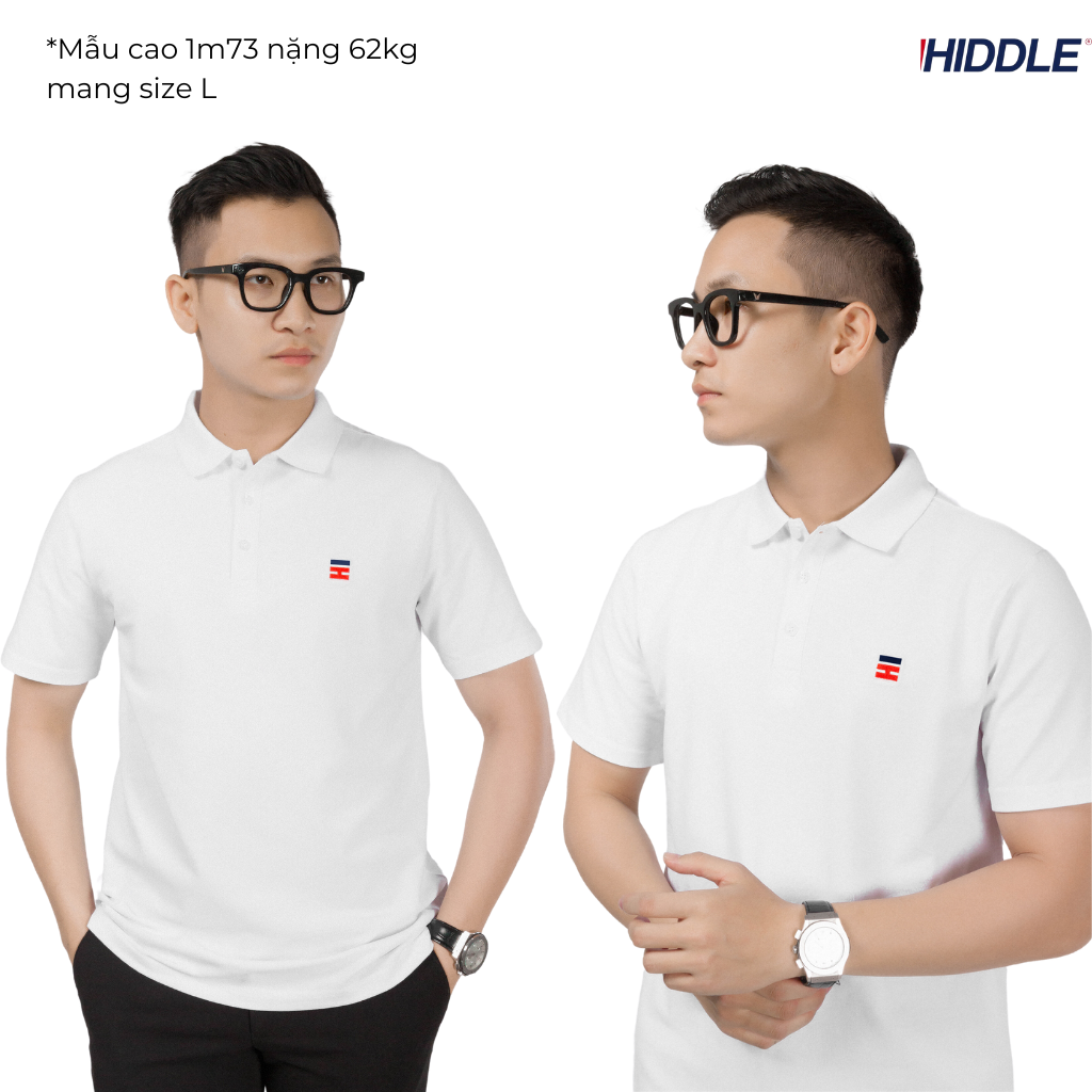Áo polo nam đẹp hàng hiệu đen trắng chính hãng HIDDLE vải cotton cá sấu cao cấp thêu logo | H01-T1