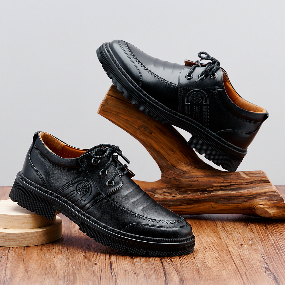 Giày da nam tăng chiều cao bí mật 5cm LEXSHOES giày da bò LS10 cao cấp bảo hành 2 năm