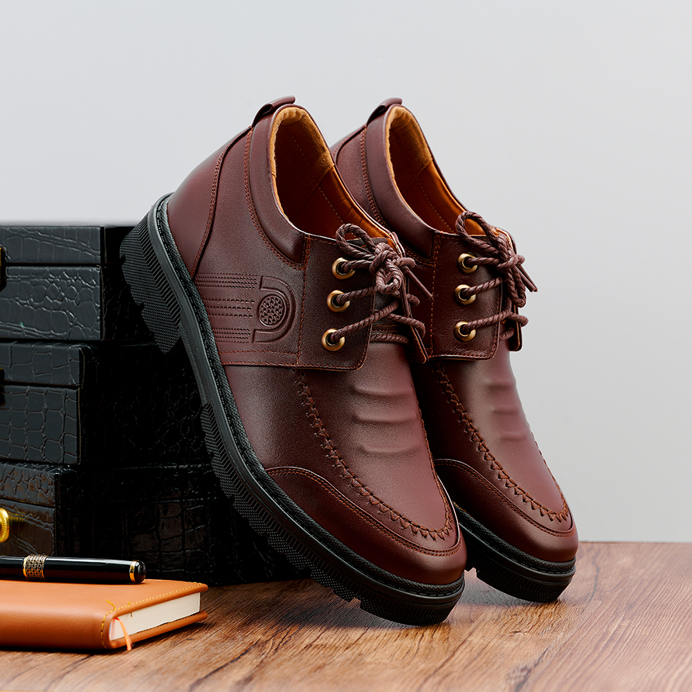 Giày da nam tăng chiều cao bí mật 5cm LEXSHOES giày da bò LS10 cao cấp bảo hành 2 năm