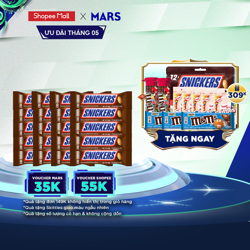 Combo 20 thanh kẹo Sô Cô la Snickers thanh 35g