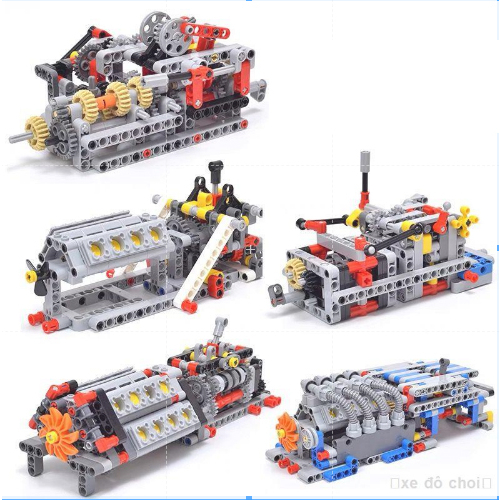 Tương thích với khối xây dựng hạt nhỏ Lego động cơ điện nhóm cơ khí công nghệ chắp vá mộc nội địa Ferrari