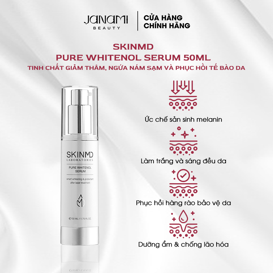 Bộ đôi xóa mờ nám mảng, phục hồi hàng rào bảo vệ da và dưỡng da trắng sáng Skinmd Serum và Cream Brightening