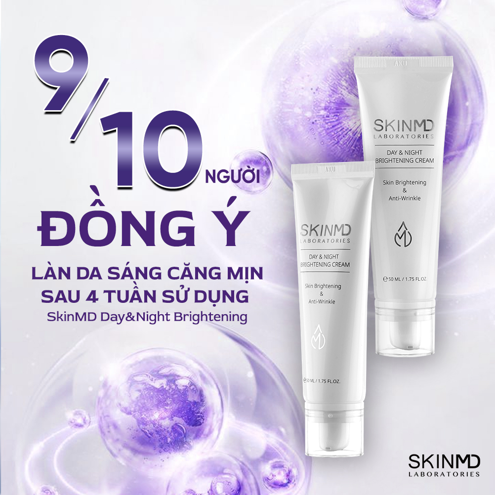 Bộ đôi xóa mờ nám mảng, phục hồi hàng rào bảo vệ da và dưỡng da trắng sáng Skinmd Serum và Cream Brightening