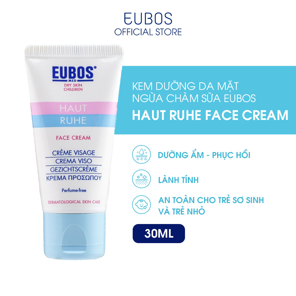 Kem Dưỡng Ẩm Da Mặt EUBOS Ngừa Chàm Sữa, Làm Dịu Phục Hồi Da An Toàn Cho Bé Tuýp 30ml