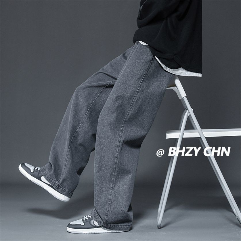 【Sẵn sàng gửi】Quần jean unisex phù hợp thời trang, quần ống rộng đơn giản kiểu Hàn Quốc