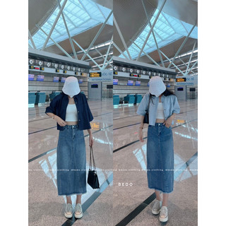 Sơmi denim croptop