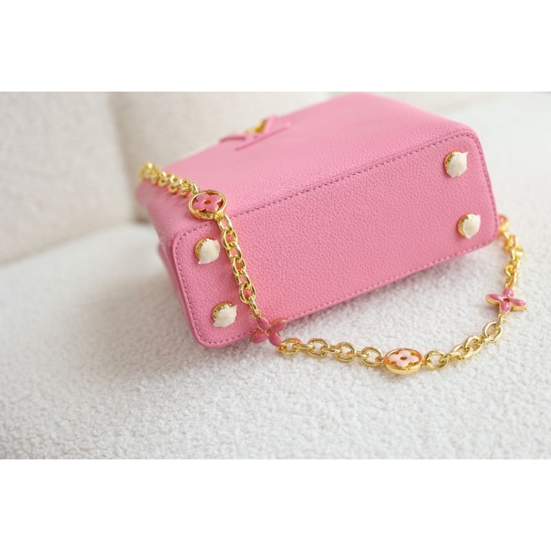 Túi xách nữ LV CAPU đẹp xuất sắc dây xích logo &amp; dây da chỉnh nấc 3 màu hot hit 2box cực xịn