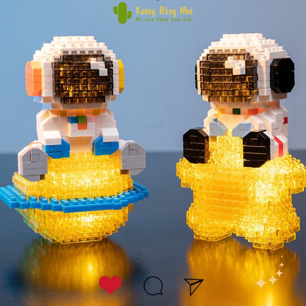 Mô hình phi hành gia có đèn Space bricks đồ chơi lắp ráp 3D Có Đèn Xương rồng nhỏ