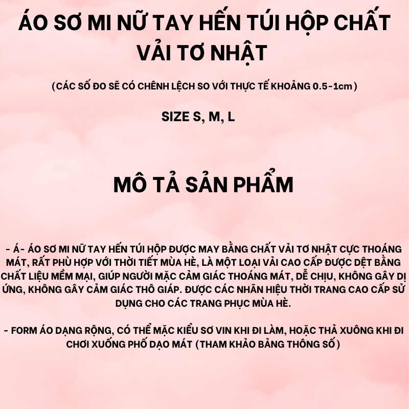 Áo sơ mi nữ tay hến túi hộp chất vải tơ nhật cực mát mẫu mới mùa hè 2023 phong cách thời trang công sở | BigBuy360 - bigbuy360.vn