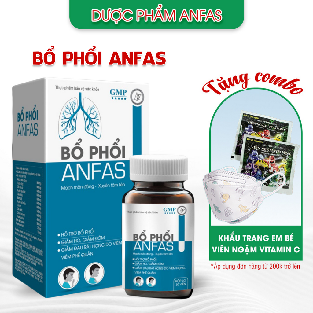Viên uống Bổ Phổi Anfas - hỗ trợ chức năng phổi, tăng cường sức đề kháng đường hô hấp (lọ 30 viên) Ramukid