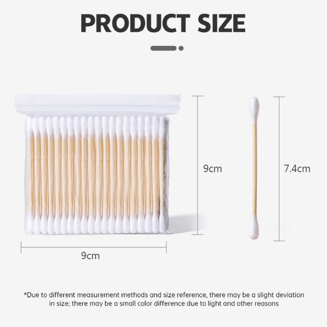 HOT Tăm bông ngoáy tai 100 que thân gỗ tăm bông ráy tai nặn mụn