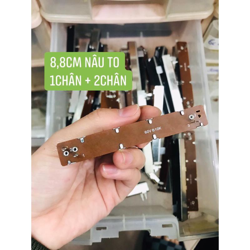Set 5 chiết áp gạt nâu 10k/50k/100k bản to dài 8,8cm