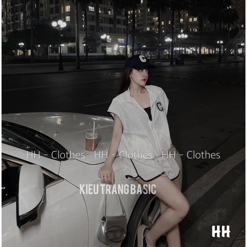 Set Bộ Thể Thao Gió Chữ C Viền Trắng H2 • Melanie Boutique
