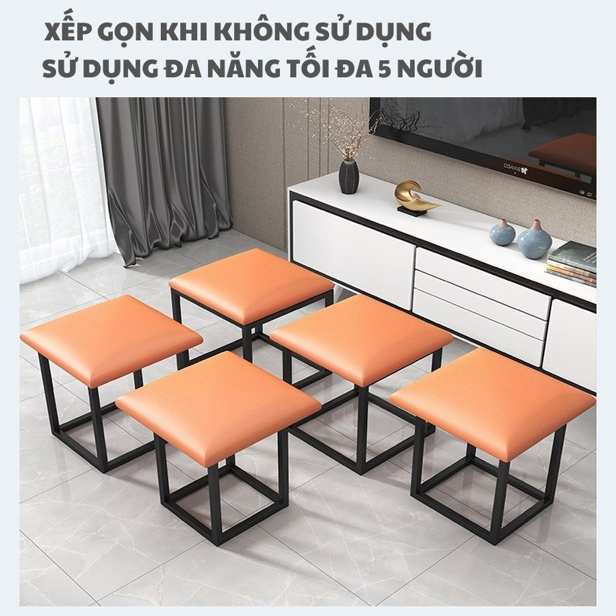 Ghế đôn sofa hình hộp 5 ghế xếp thành 1 hình rubik lập phương tiết kiệm diện tích - Ghế xếp gọn thông minh có bánh xe