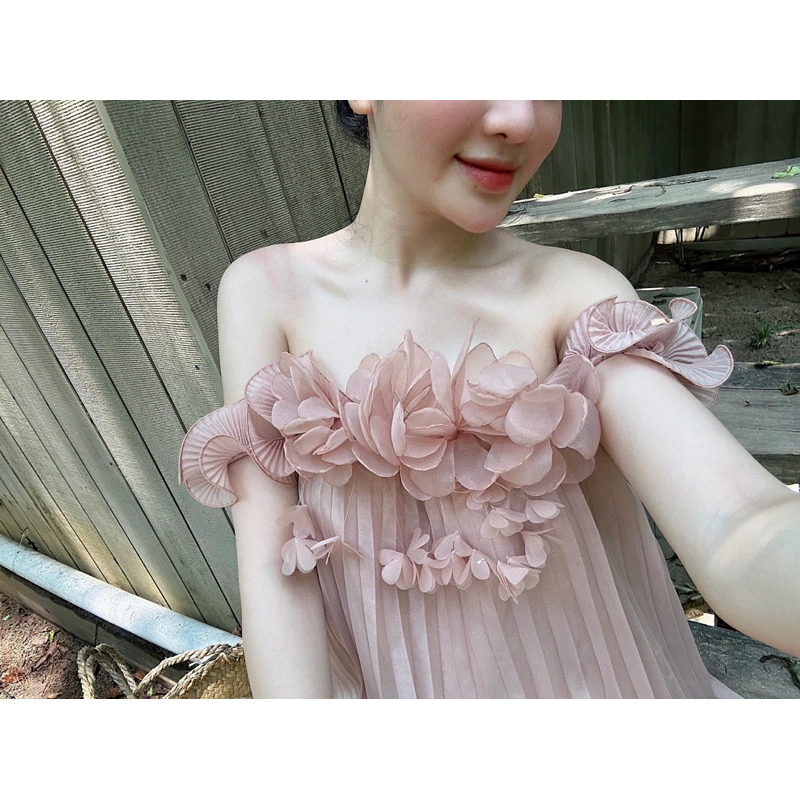 Set Voan Dập Ly Trễ Vai KAB