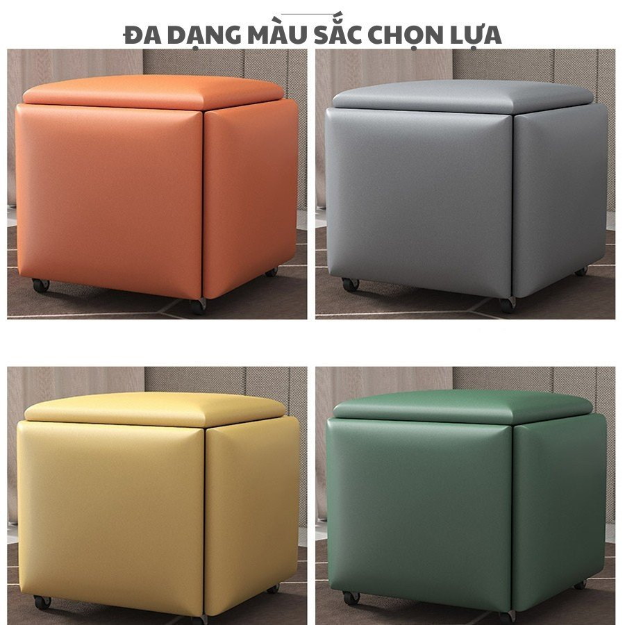 Ghế đôn sofa hình hộp 5 ghế xếp thành 1 hình rubik lập phương tiết kiệm diện tích - Ghế xếp gọn thông minh có bánh xe
