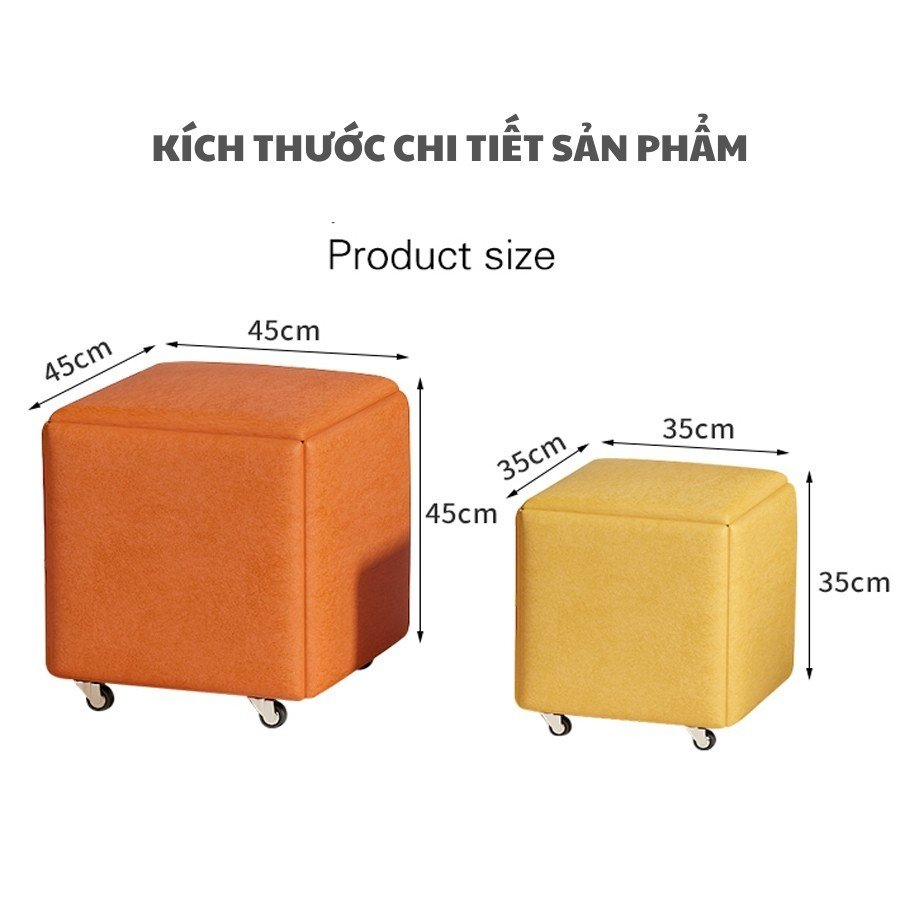Ghế đôn sofa hình hộp 5 ghế xếp thành 1 hình rubik lập phương tiết kiệm diện tích - Ghế xếp gọn thông minh có bánh xe