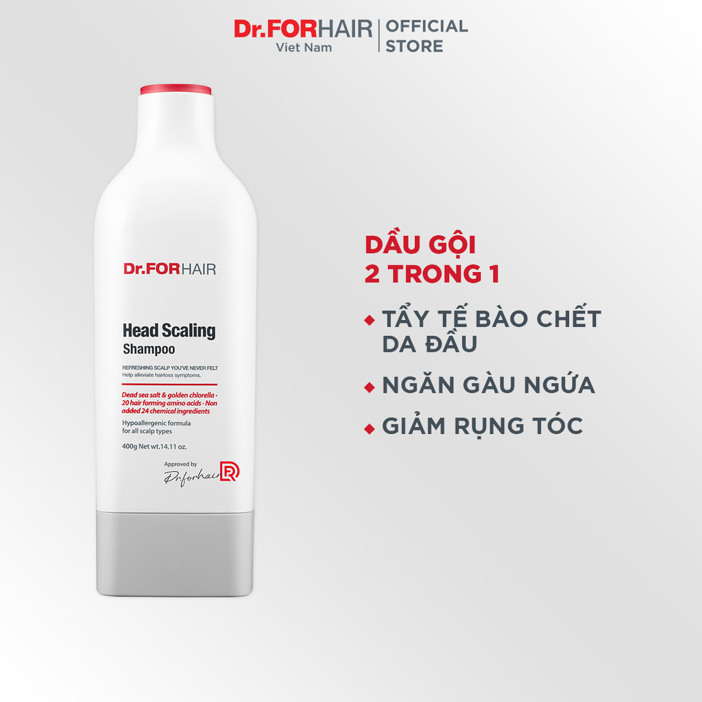 Dầu gội tẩy tế bào chết da đầu, giảm rụng tóc, cải thiện bạc tóc Dr. FORHAIR Head Scaling Shampoo 400ml