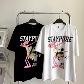 Áo phông tay lỡ unisex áo thun nam nữ form rộng Báo hồng STAYPURE THE 1996