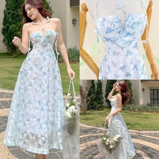 Đầm voan xòe có mút có lót kèm hoa cuốn bông siêu xịn, đi chơi biển sống Ảo cực Đỉnh (Đầm đẹp mê ly 💯)