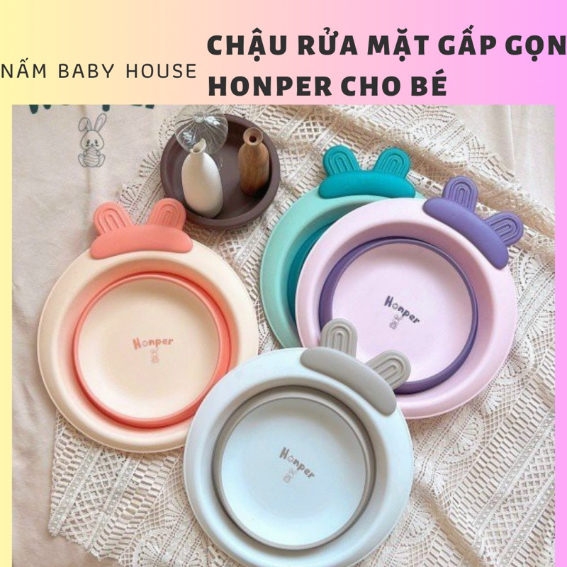 Thau / Chậu rử mặt gấp gọn Honper hình thỏ - Nấm Baby House - Cửa Hàng Ăn Dặm