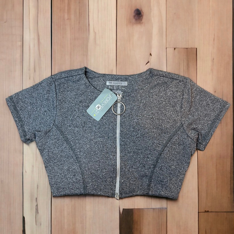 Áo croptop F21 dây kéo