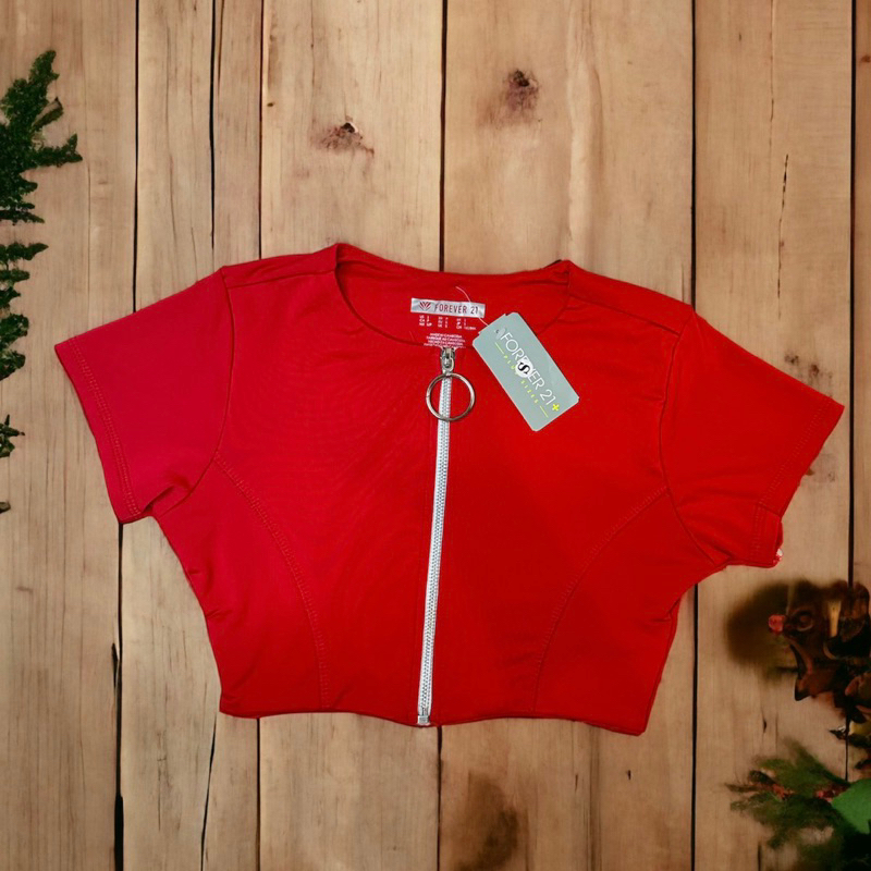 Áo croptop F21 dây kéo