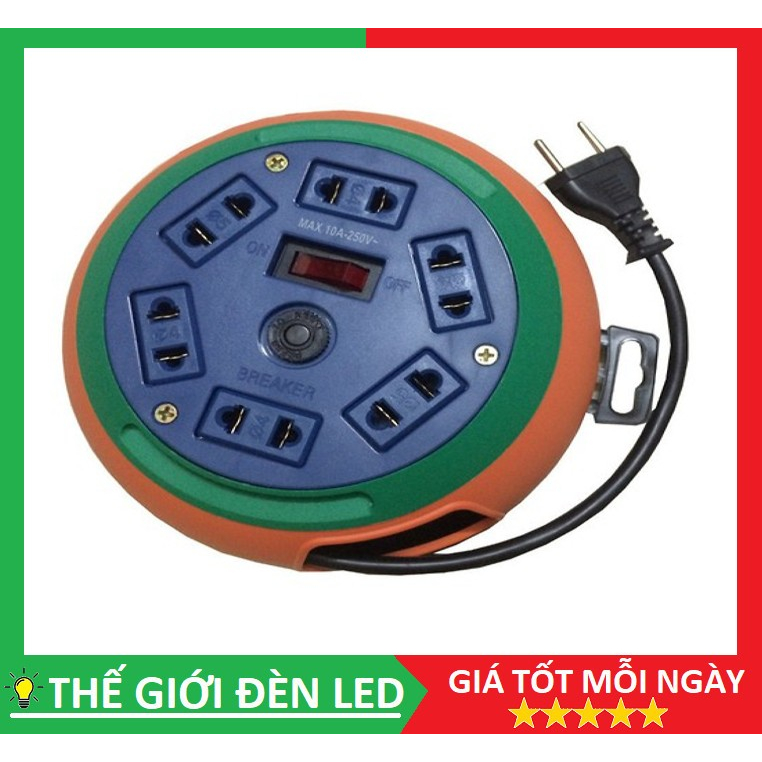 Ổ Cắm Kéo Dài Quay Tay LiOA 6 Ổ Cắm DB10-2-10AS, Kiểu Đĩa Bay Dây 10m Hàng Chính Hãng.