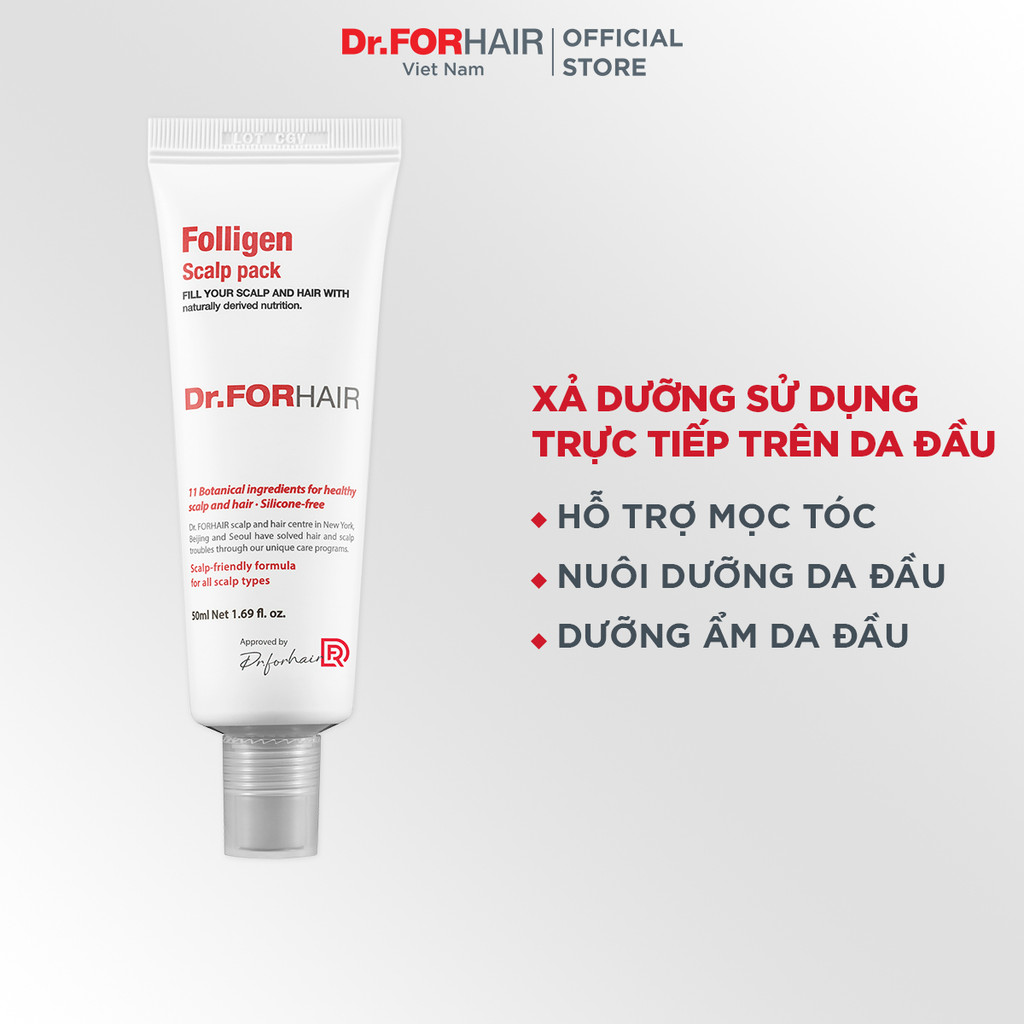 Dầu xả dưỡng tóc, kem xả chăm sóc nuôi dưỡng tóc chăm sóc da đầu, giảm rụng tóc Dr.FORHAIR Folligen Scalp Pack 50ml | BigBuy360 - bigbuy360.vn