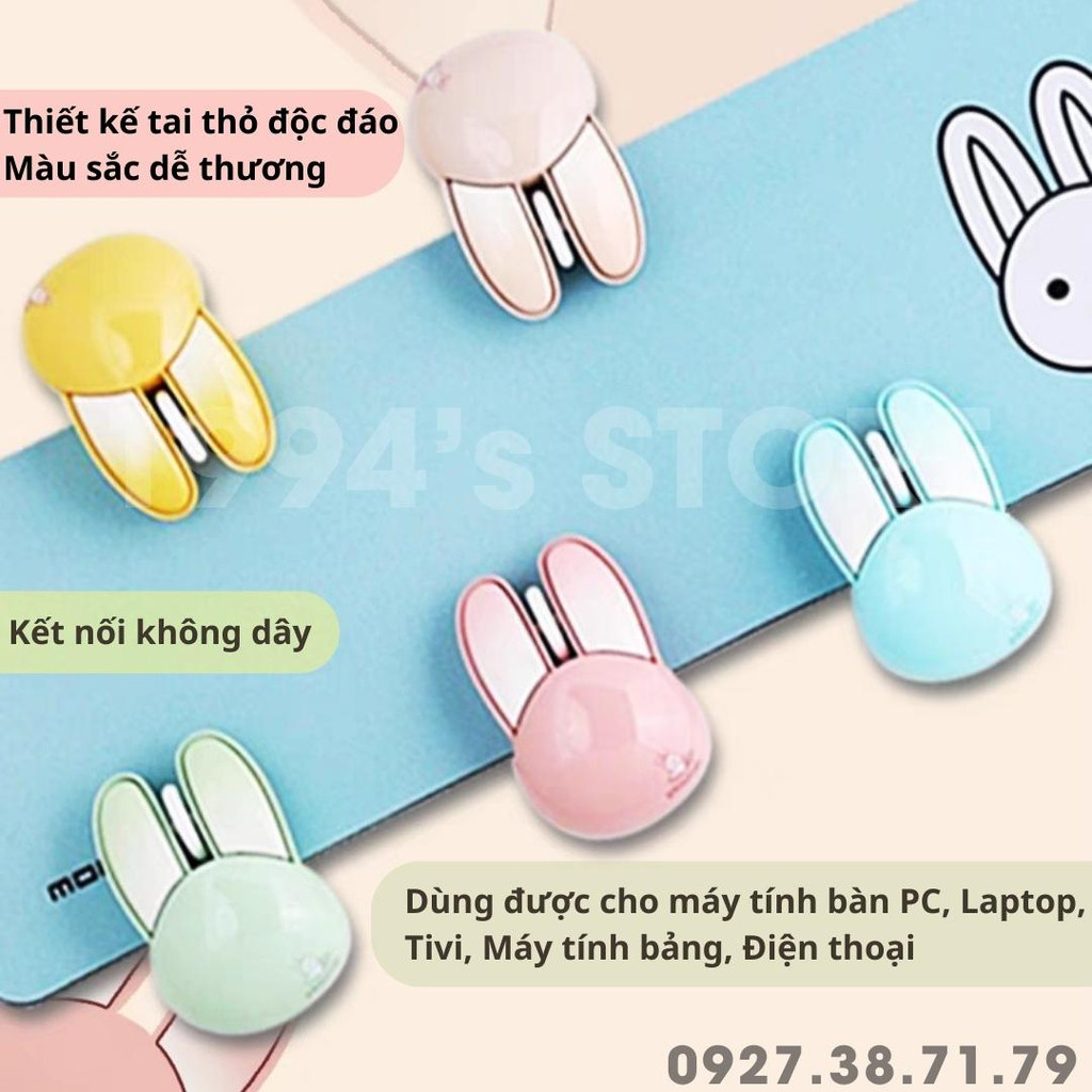 Chuột không dây văn phòng Pippi Rabbit MOFII M6 Wireless 2.4Ghz thiết kế tai thỏ, nhiều màu dễ thương
