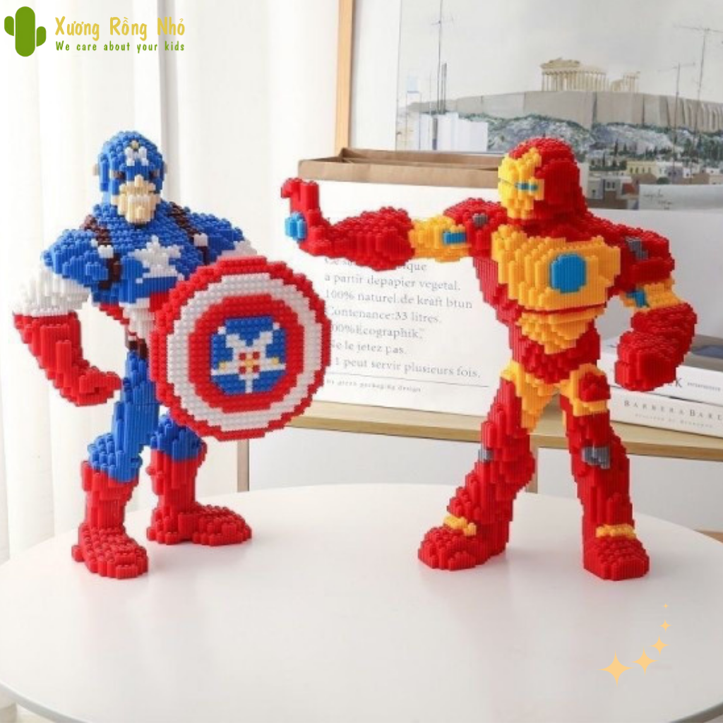 Mô hình lắp ráp nhân vật siêu anh hùng người nhện captain người sắt cỡ lớn 45cm fullbox nhựa ABS an toàn Xương rồng nhỏ