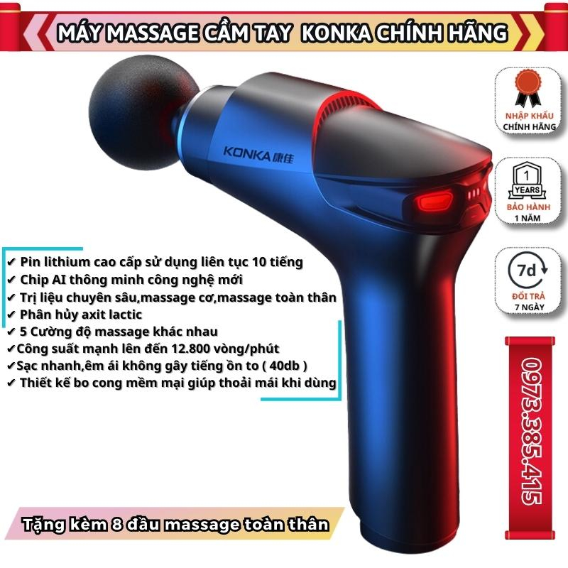Máy mát xa cầm tay cao cấp chính hãng KonKa,Máy massage toàn thân mini đa năng tặng kèm 8 đầu massage toàn thân