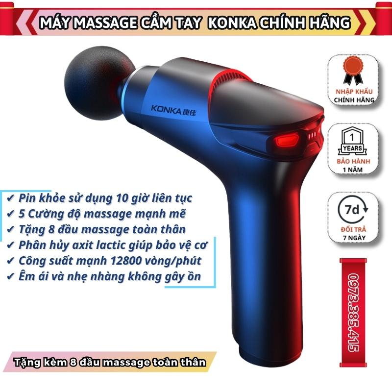 Máy massage cầm tay cao cấp chính hãng KonKa,Máy mát xa toàn thân mini đa năng cao cấp tặng kèm 8 đầu massage toàn thân