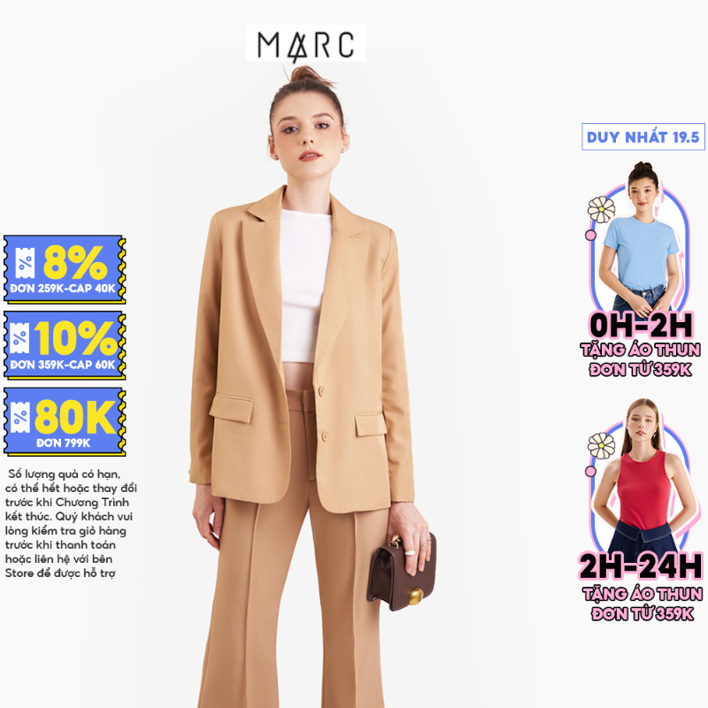 Áo blazer nữ MARC FASHION tay dài cơ bản cài 2 nút CBNH023523