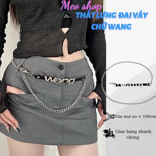 Thắt lưng Wang da mix sợi xích cá tính - đai thắt váy phong cách chữ WANG phối dây xích kim loại Meo shop