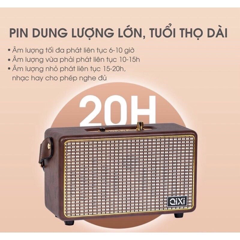 Loa Bluetooth Karaoke Qixi SK-2025 Âm Thanh Siêu Đỉnh Tích Hợp Cổng Micro 6.5 Karaoke Micro Không Dây BH 06 Tháng