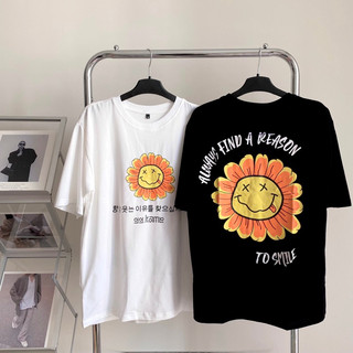 Áo phông tay lỡ Áo thun unisex nam nữ form rộng Hoa cúc SMILE P-060