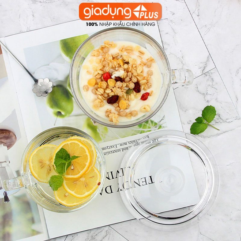 Cốc Thủy Tinh Loại Lớn Dùng Ăn Ngũ Cốc | Ly Thủy Tinh Uống Nước 480ML Có Quai Cầm Chịu Nhiệt Tốt