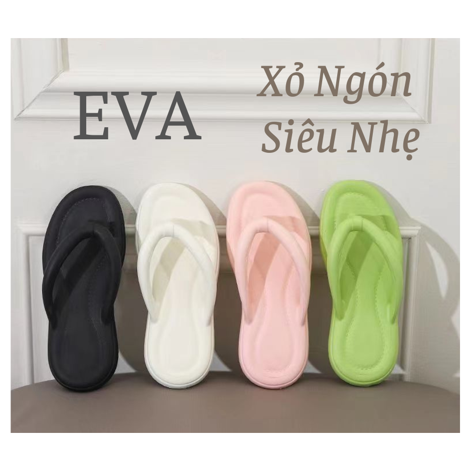Dép xỏ ngón nữ EVA màu trơn siêu nhẹ thời trang thời trang mặc đi biển chống trượt
