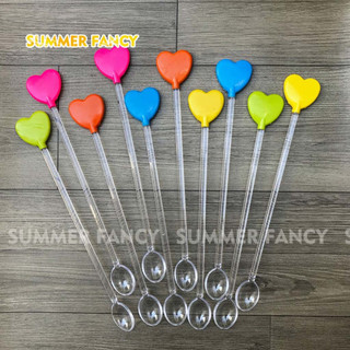 10 muỗng khuấy trái tim 21cm đủ màu trong nhà hàng quán bar cocktail sinh tố trà sữa - spoon