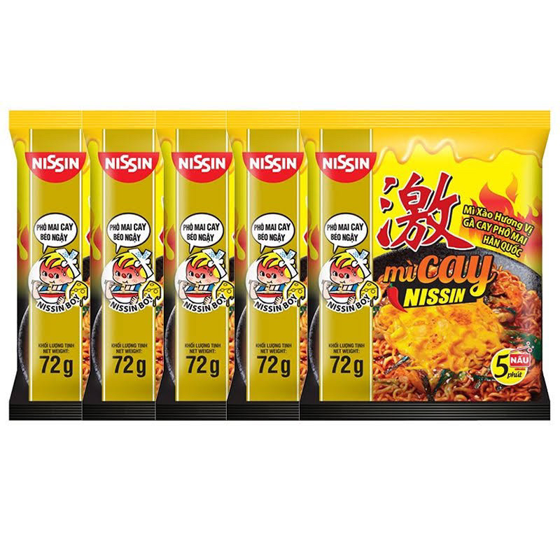 Combo 5 gói mì gà cay phô mai Hàn Quốc 72gr