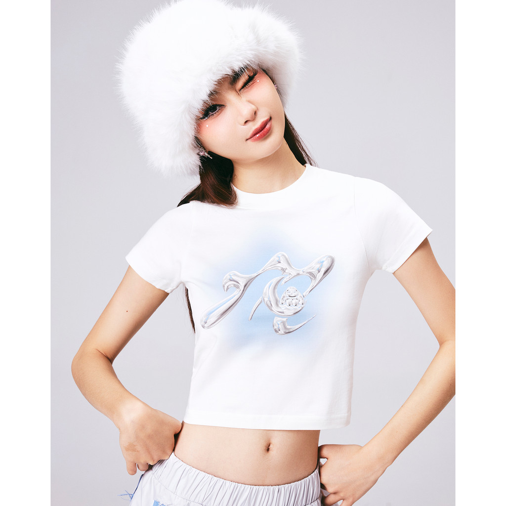 Áo baby tee trắng xanh Mangata