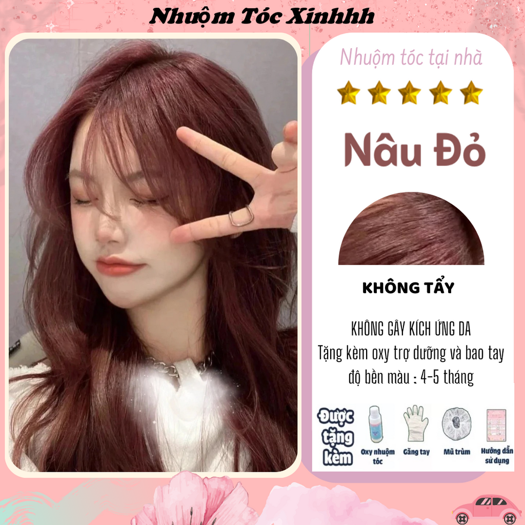 Thuốc Nhuộm Tóc Màu Nâu Đỏ Không Tẩy Tóc | sáng da nâng tone k cần tẩy