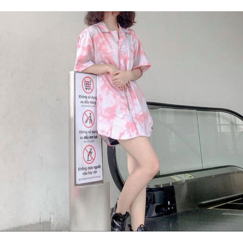 Áo sơ mi CLOUD VÂN MÂY tay ngắn nam nữ UNISEX chất liệu vải lụa CNK .